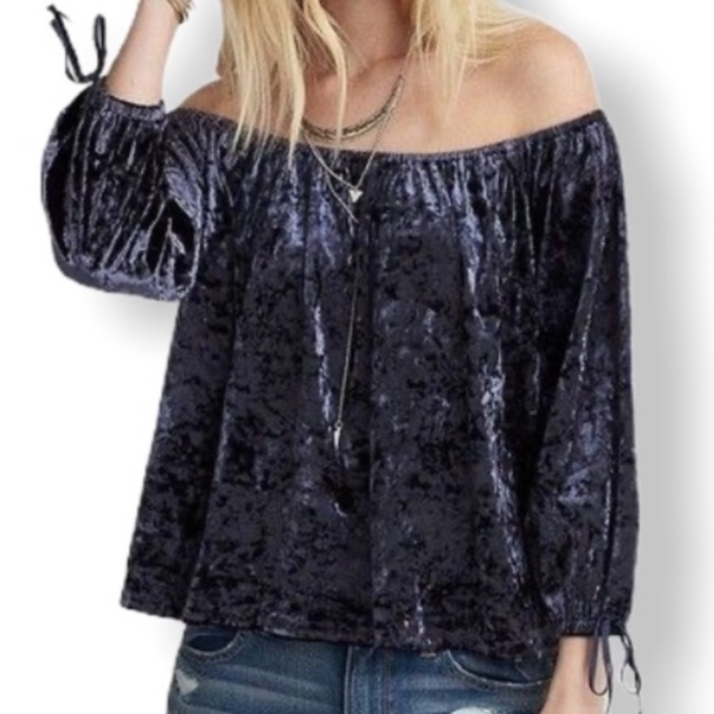 AEO Crushed Velvet Off the Shoulder Top